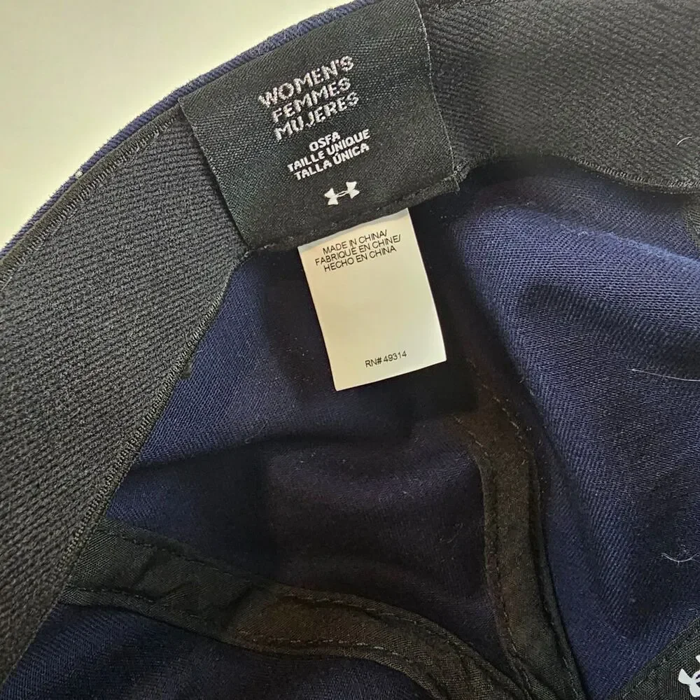 Under Armour Hat Womens OSFA Navy Blue Strapback Logo Baseball Cap Athletic Golf